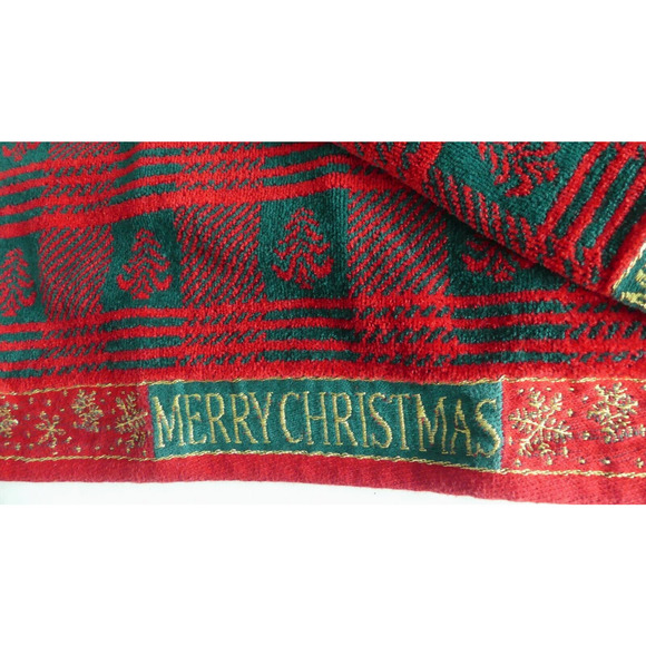 Vtg JCPenney Merry Christmas Towel Set Metallic Thread Hand Finger Home Lot of 2 - Picture 2 of 8